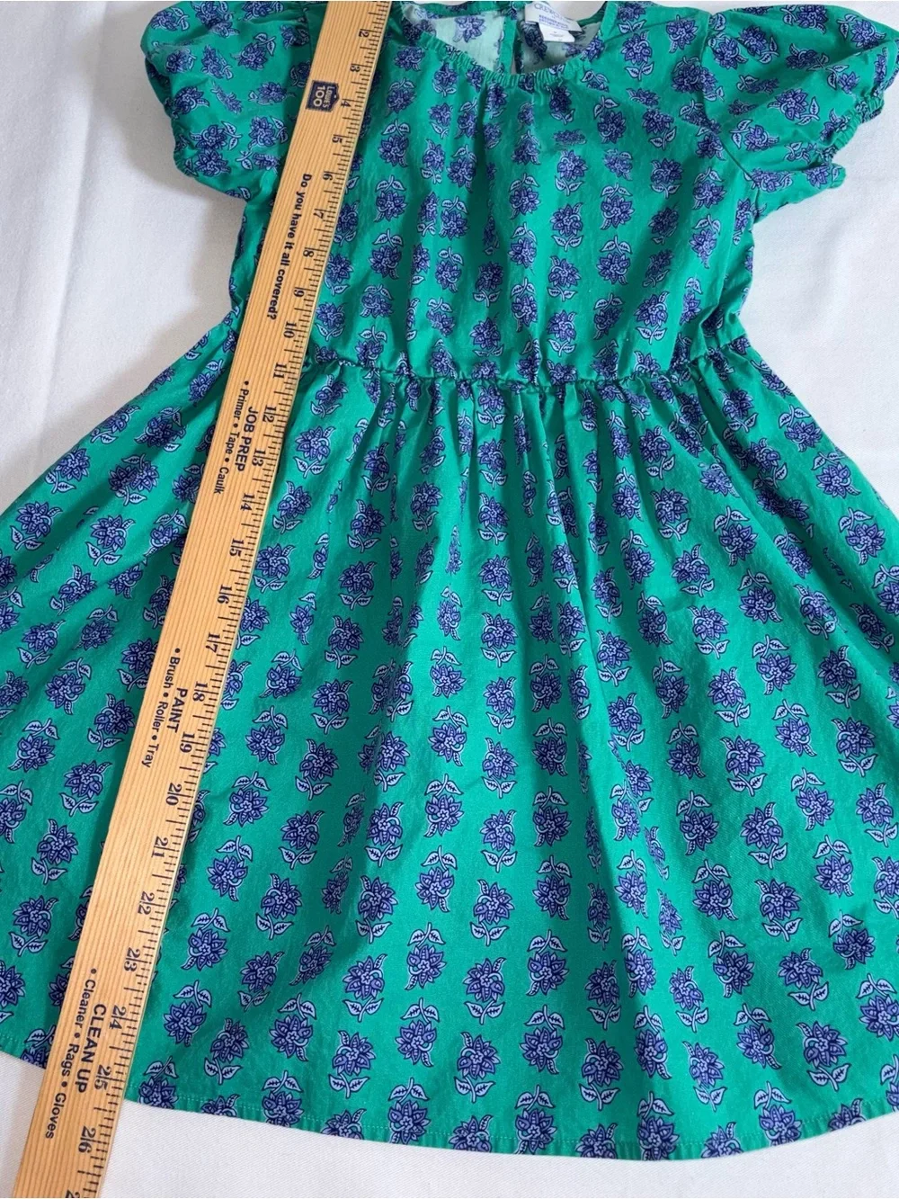 J.Crew Crewcuts Green Floral Puff-Sleeve girls Dress age 8 cotton